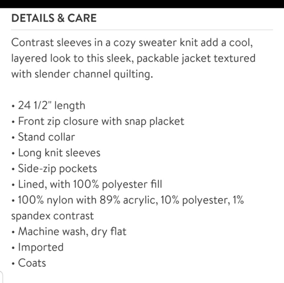 Andrew Marc NWT packable knit trim puffy jacket - Picture 4 of 4